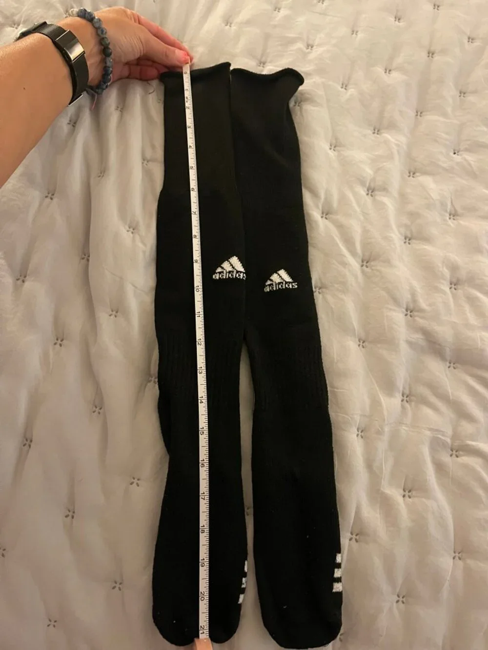 Adidas Black Soccer Socks Youth Approximately 21 Inches
